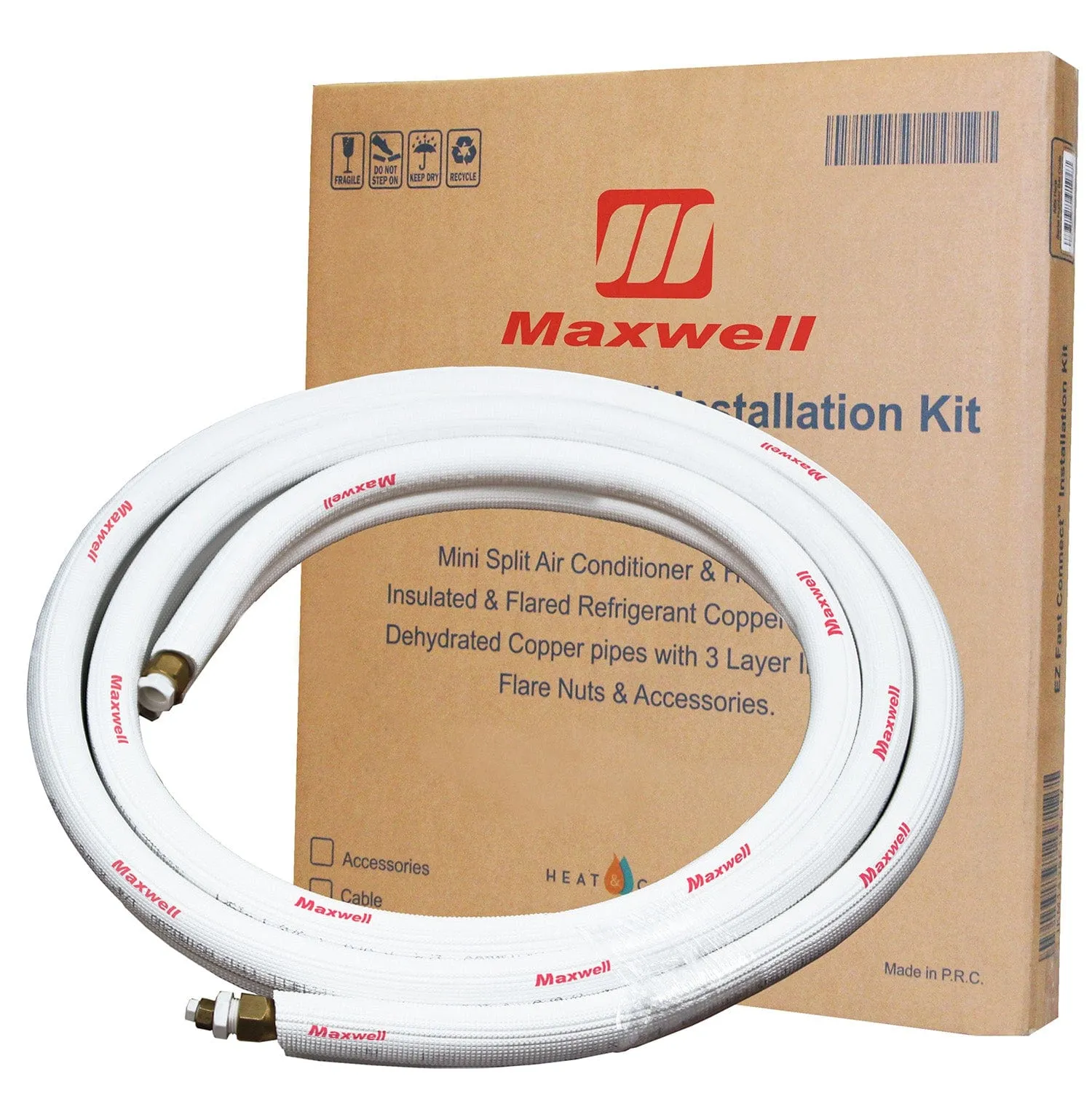 1/4" x 1/2"  Mini Split Refrigerant Line Set 50' Length Factory Flared