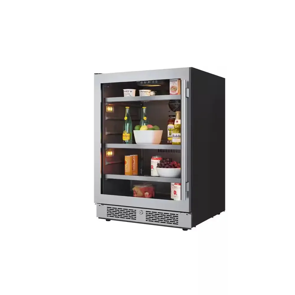 24 In. Single Zone 140-Cans Built-In or Freestanding Beverage Cooler in Stainless Steel