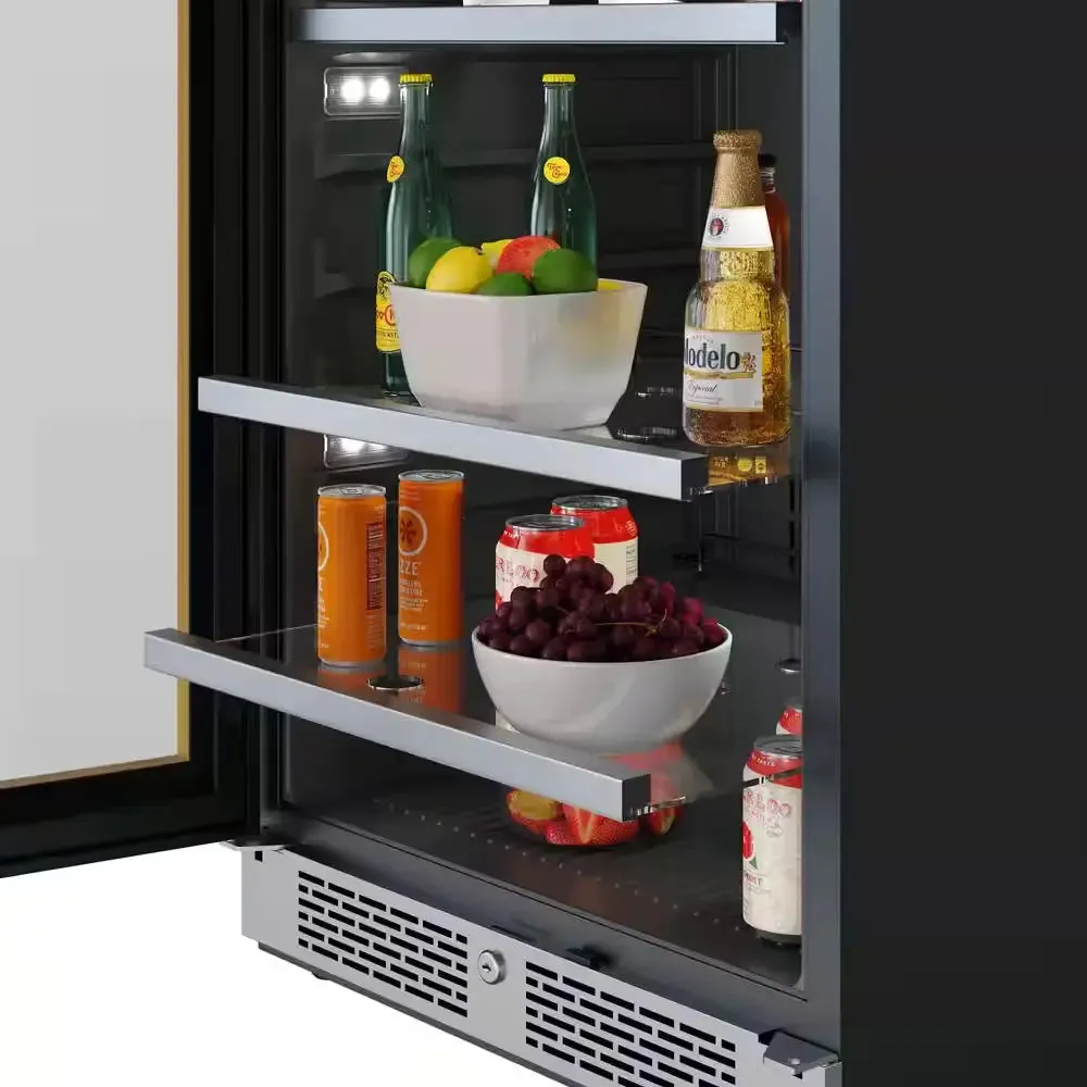 24 In. Single Zone 140-Cans Built-In or Freestanding Beverage Cooler in Stainless Steel