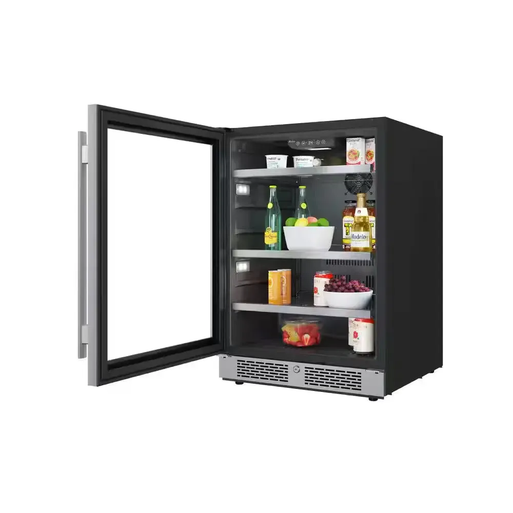 24 In. Single Zone 140-Cans Built-In or Freestanding Beverage Cooler in Stainless Steel