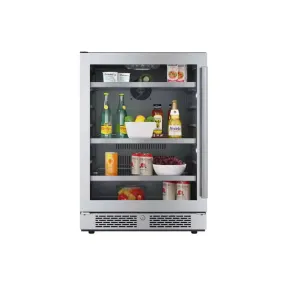 24 In. Single Zone 140-Cans Built-In or Freestanding Beverage Cooler in Stainless Steel