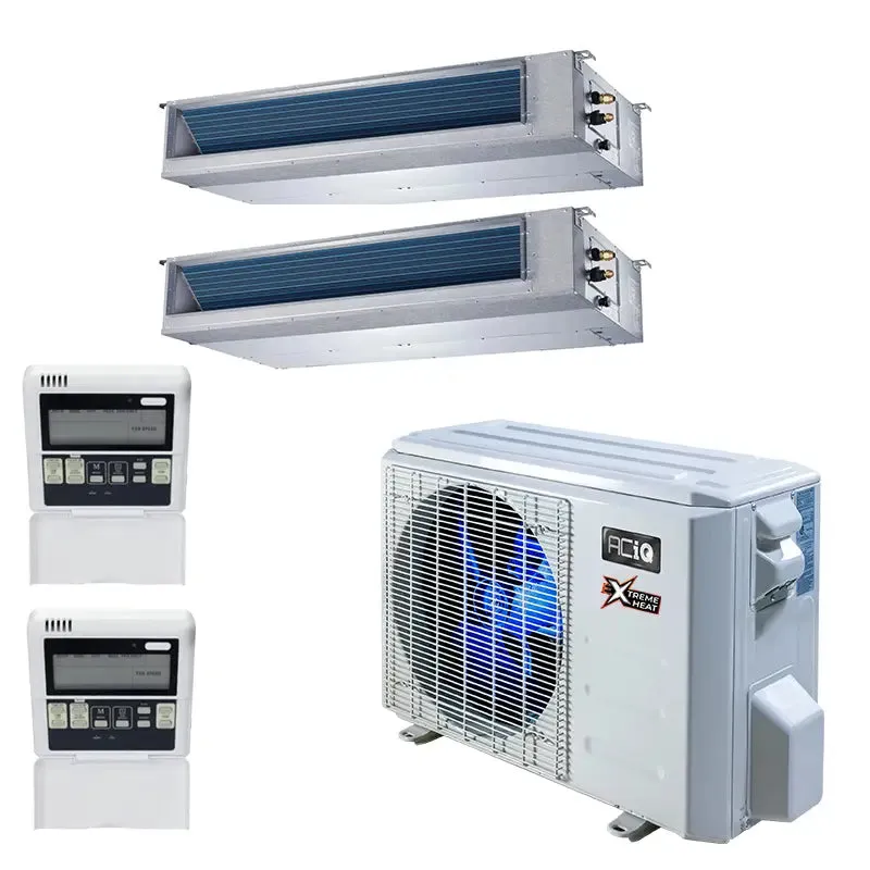 27,000 BTU 23 SEER2 ACiQ 2-Zone Concealed Duct Mini Split System w/ Extreme Heat - 9 18