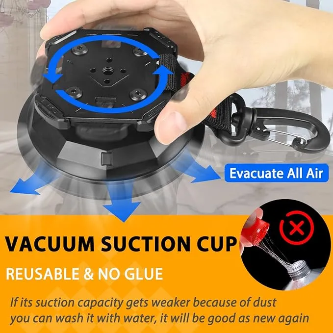2PCS Upgrade Heavy Duty Rotating Vacuum Suction Cups Anchor Hooks With 2PCS Buckles ,Large Hook Suction Cup Hangers,Strong Suction Cup Hook for RV Awning Camping Outdoor,Window Suction Cups With Hook