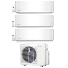 3-Zone Klimaire 23.1 SEER2 Multi Split Wall Mount Air Conditioner Heat Pump System 12 12 18