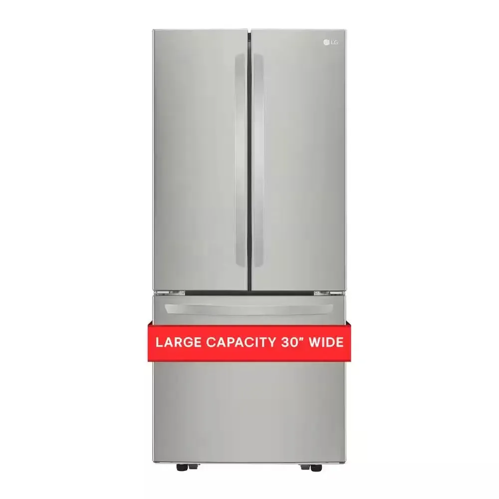 30 In. W 22 Cu. Ft. French Door Refrigerator with Ice Maker in Black Stainless Steel