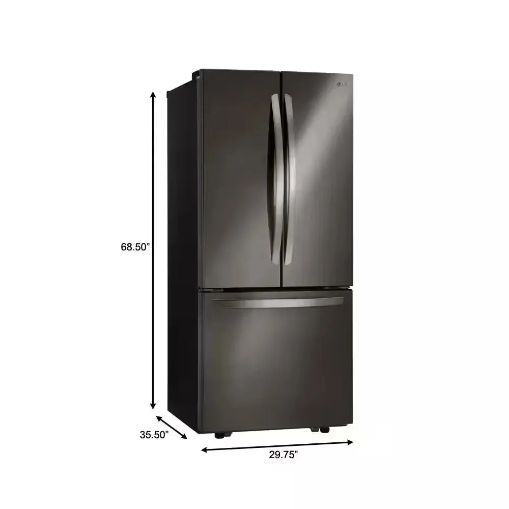 30 In. W 22 Cu. Ft. French Door Refrigerator with Ice Maker in Black Stainless Steel