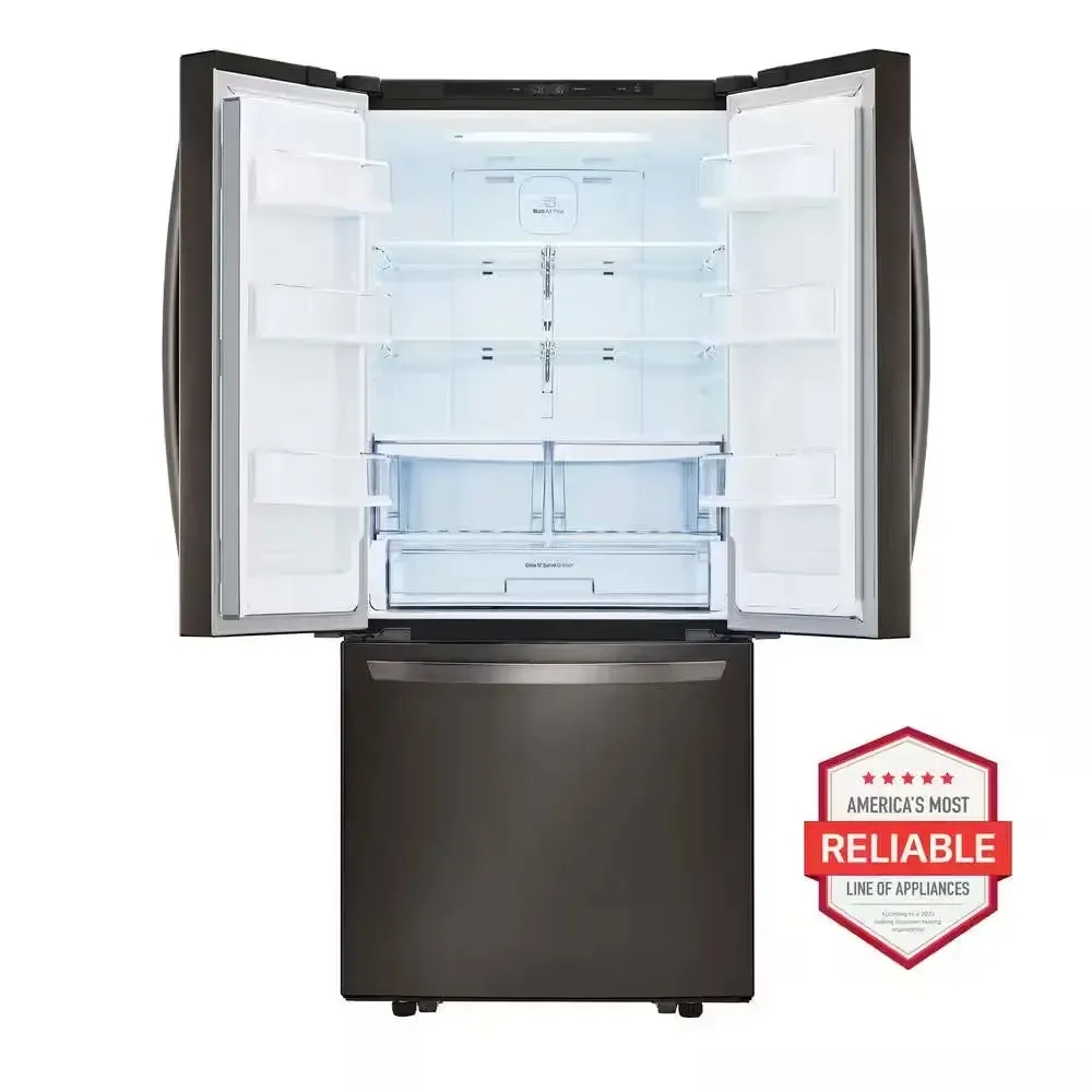 30 In. W 22 Cu. Ft. French Door Refrigerator with Ice Maker in Black Stainless Steel