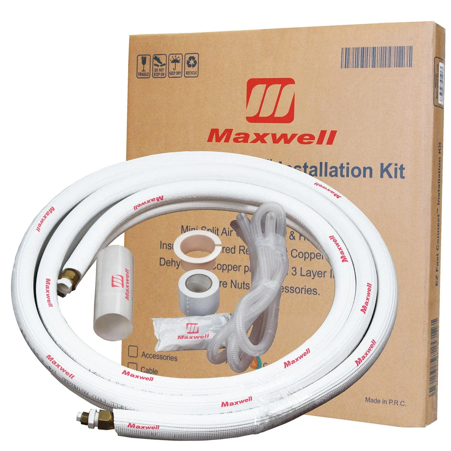 3/8" x 5/8"  Mini Split Refrigerant Line Set 16' Length Factory Flared with Accessories