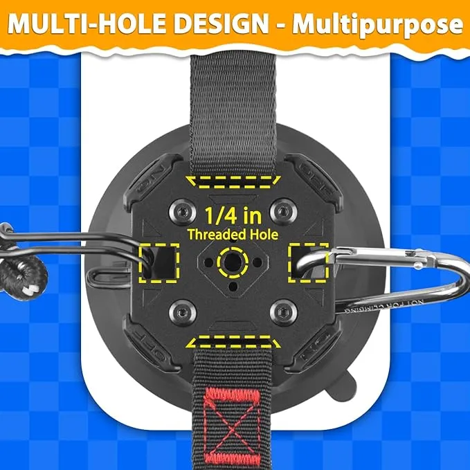 4PCS Upgrade Heavy Duty Rotating Vacuum Suction Cups Anchor Hooks With 4PCS Buckles ,Large Hook Suction Cup Hangers,Strong Suction Cup Hook for RV Awning Camping Outdoor,Window Suction Cups With Hook