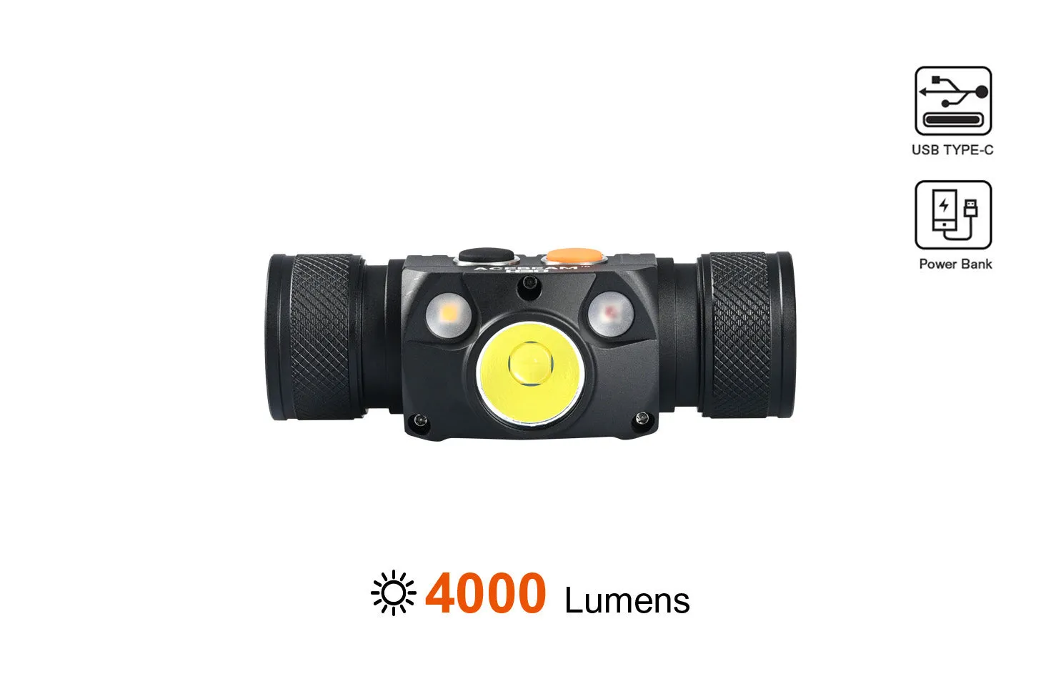 Acebeam H30 6500k 4000 Lumen USB-C Rechargeable Headlamp Red   CRI90 LEDs