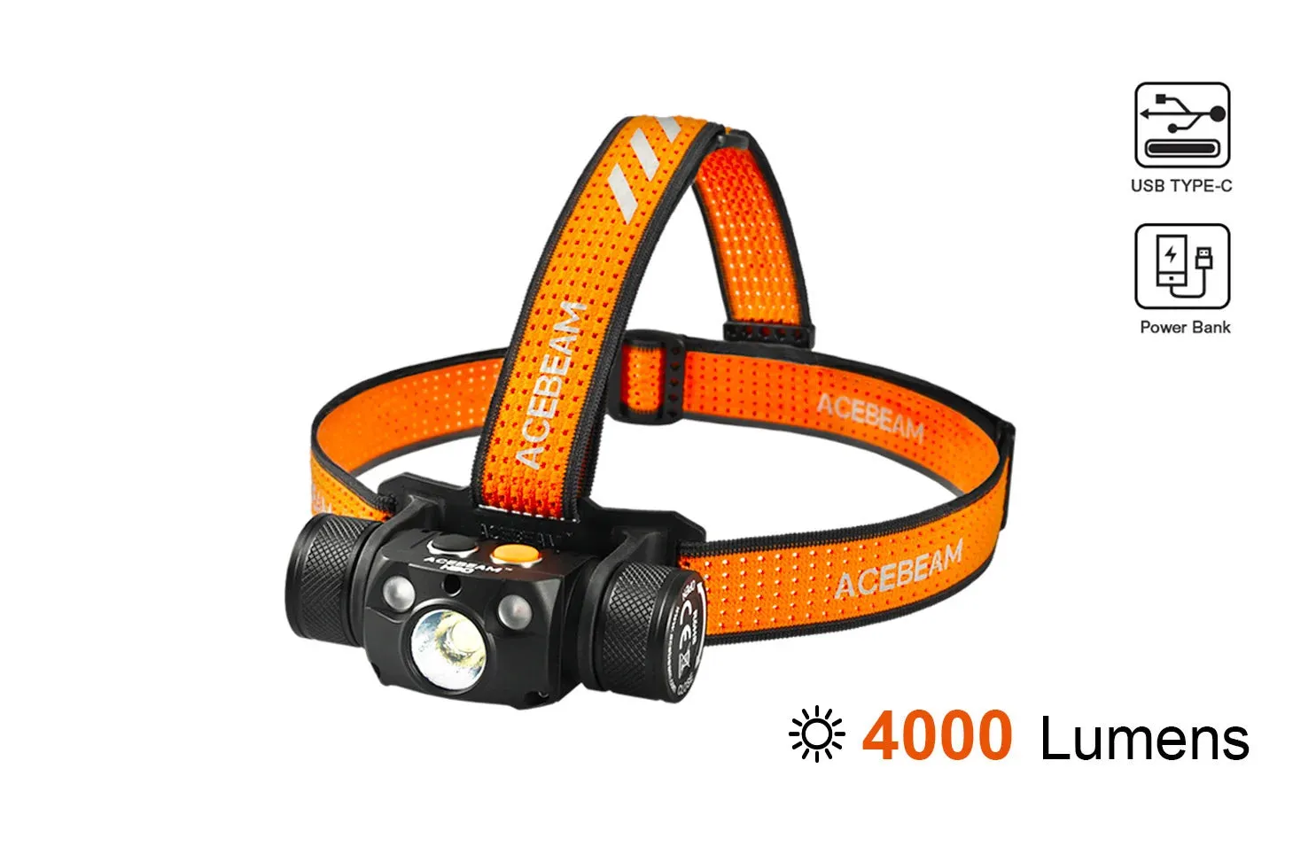 Acebeam H30 6500k 4000 Lumen USB-C Rechargeable Headlamp Red   CRI90 LEDs