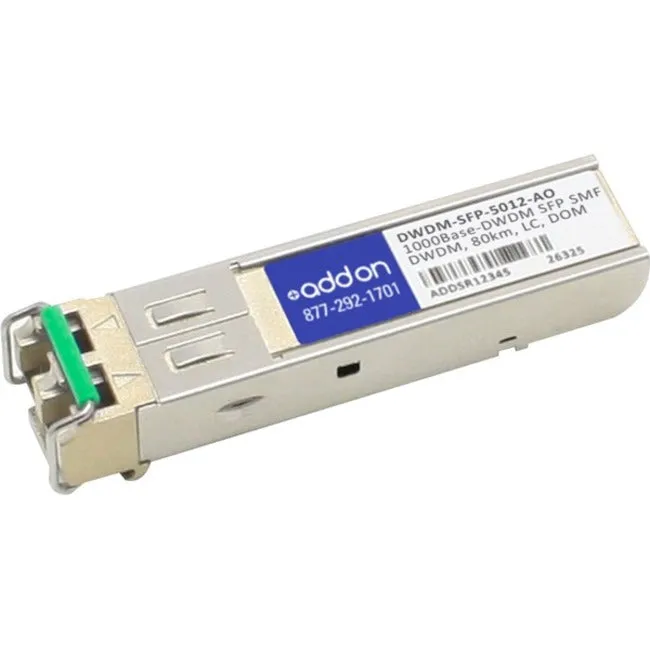 AddOn Cisco DWDM-SFP-5012 Compatible TAA Compliant 1000Base-DWDM 100GHz SFP Transceiver (SMF, 1550.12nm, 80km, LC, DOM) DWDM-SFP-5012-AO