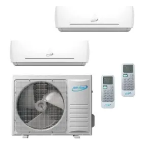 Air-Con 18,000 BTU 22 SEER 2-Zone Wall Mounted 9K 9K Mini-Split Heat Pump System