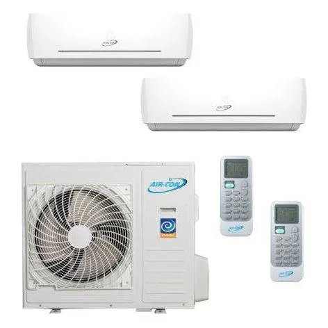 Air-Con 24,000 BTU 22 SEER 2-Zone Wall Mounted 9K 9K Mini-Split Heat Pump System