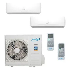 Air-Con 24,000 BTU 22 SEER 2-Zone Wall Mounted 9K 9K Mini-Split Heat Pump System