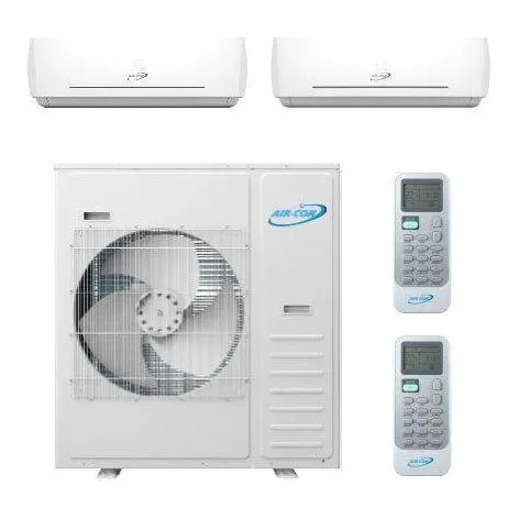 Air-Con 42,000 BTU 20 SEER 2-Zone Wall Mounted 12K 24K Mini-Split Heat Pump System