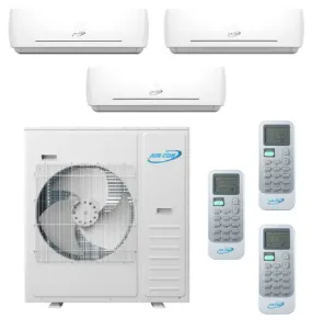 Air-Con 42,000 BTU 20 SEER 3-Zone Wall Mounted 9K 9K 18K Mini-Split Heat Pump System