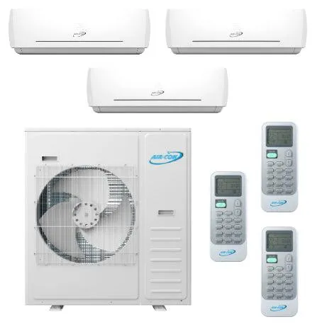Air-Con 42,000 BTU 20 SEER 3-Zone Wall Mounted 9K 9K 18K Mini-Split Heat Pump System