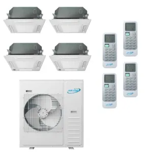 Air-Con 42,000 BTU 20 SEER 4-Zone Ceiling Cassette 9K 9K 9K 12K Mini-Split Heat Pump System