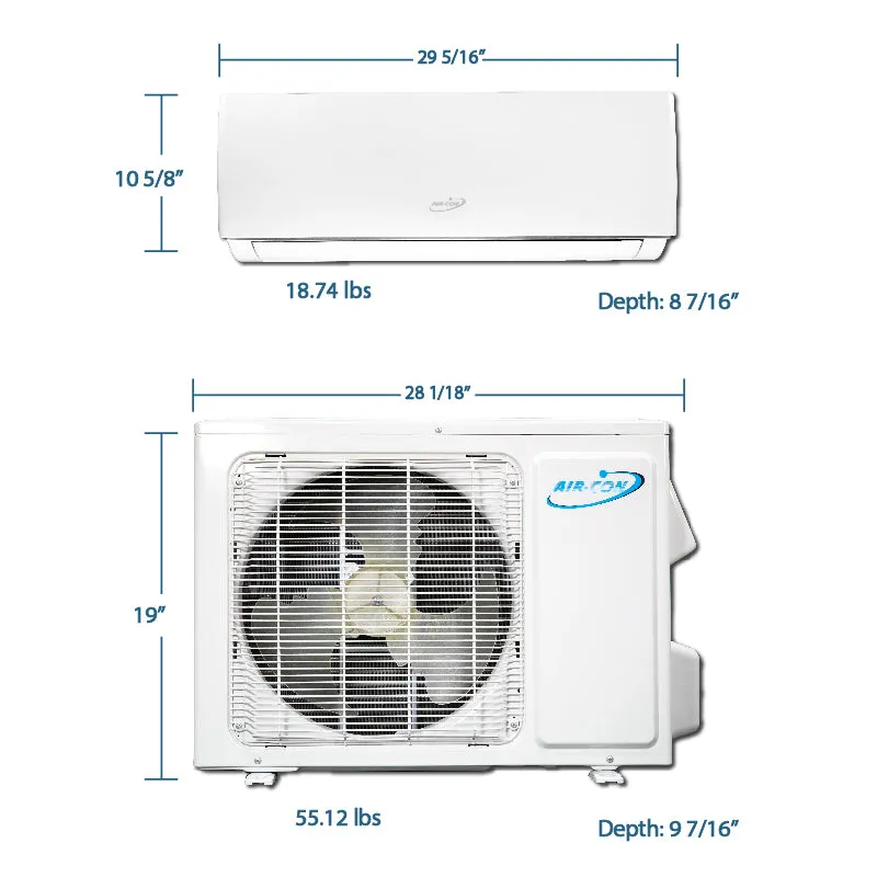 Air-Con Serene Series 9000 BTU 16 SEER Mini Split Air Conditioner 15ft Lineset & Wiring