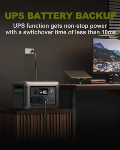 ALLPOWERS R1500 Portable Power Station, 1152Wh LiFePO4 Battery Backup w/ 4 1800W (3000W Peak) AC Outlets, 0-80% in 40 Min, 43dB UPS Solar Generator for Camping, Party, RV, Home Use
