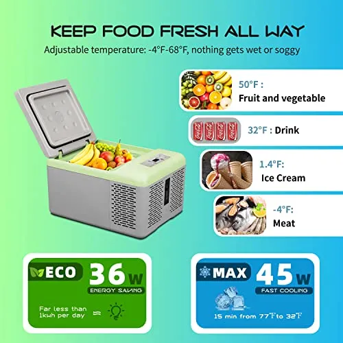 Alpicool C9PT Mini Portable Freezer, 12 Volt Car Refrigerator, 10 Quart Fast Cooling, with 12/24V DC and 100-240V AC for Outdoor, Camping, RV, Truck, Boat