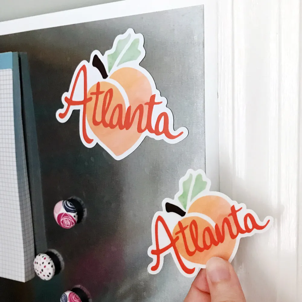 Atlanta Peach Vinyl Magnet - Waterproof & Scratch Resistant
