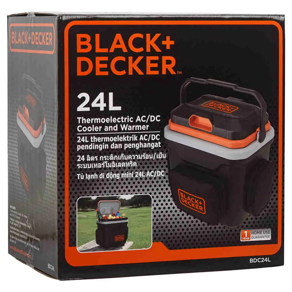 Black & Decker Thermoelectric Portable Automotive Car Beverage Cooler & Warmer 24L Black BDC24L-B1