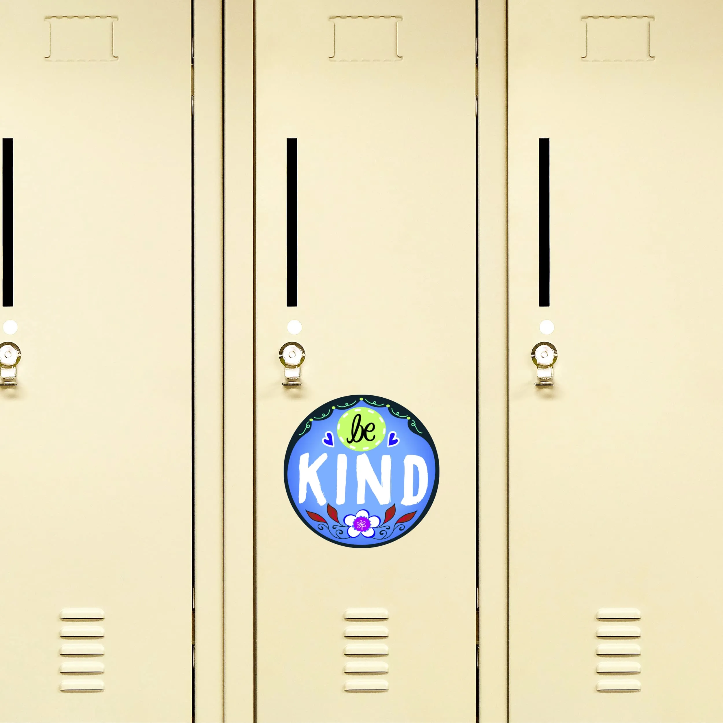 Blue Floral Be Kind Magnet for Cars, Lockers, Garage Doors, Refrigerators, and More, Inspirational and Inclusive Removable Magnetic Decal, 5 1/2 Inch