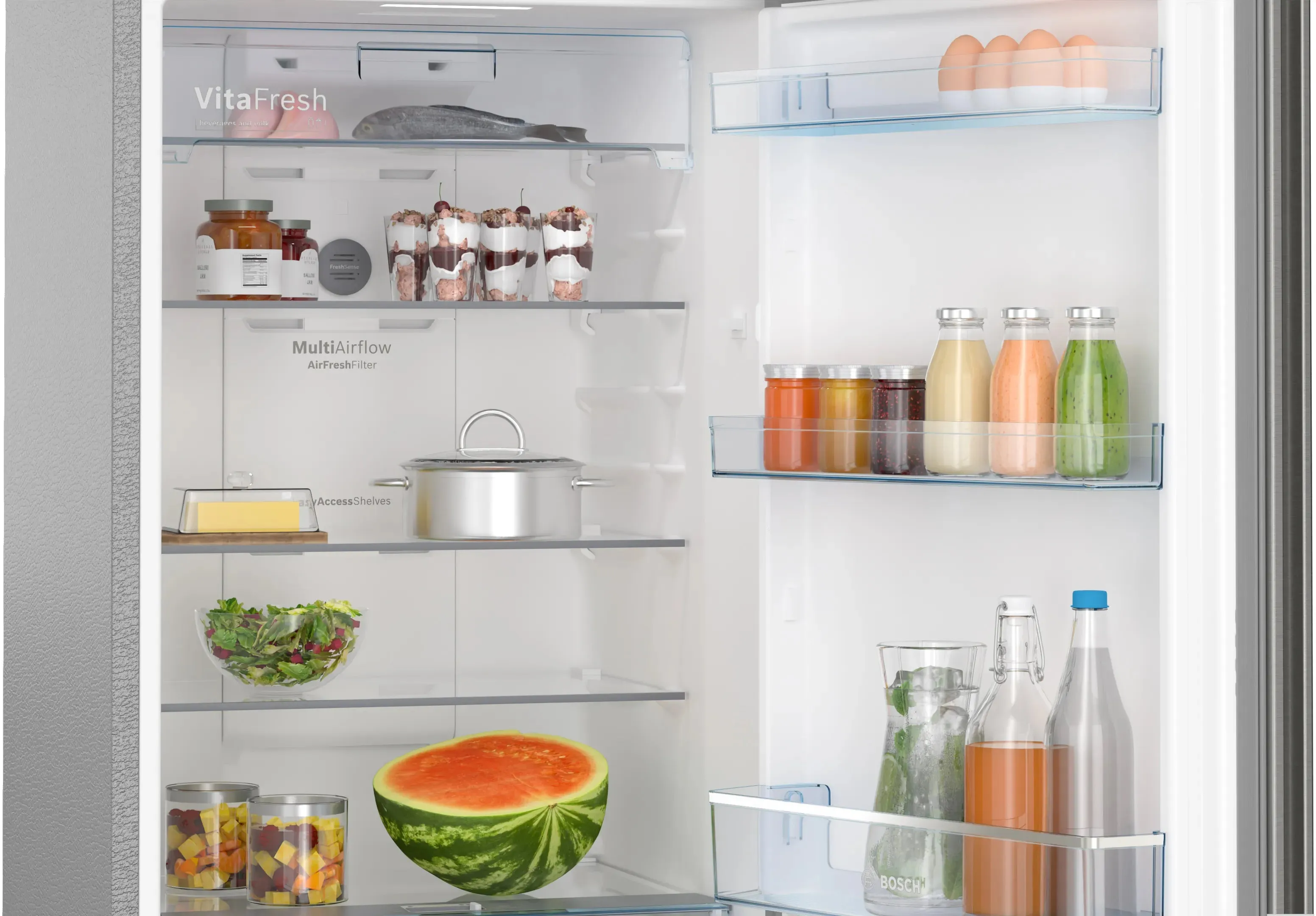 BOSCH CTC35S02NI Series 4 334 Litres 2 Star Frost Free Double Door Refrigerator with VarioInverter Compressor ( Shiney Silver)