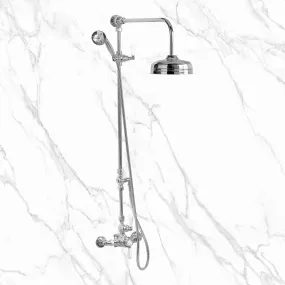 Butler Mill and Brassworks 1/2" Exposed Thermostatic Shower System with 8" Shower Head, Diverter, Metal Hand Shower, and Lever Handles