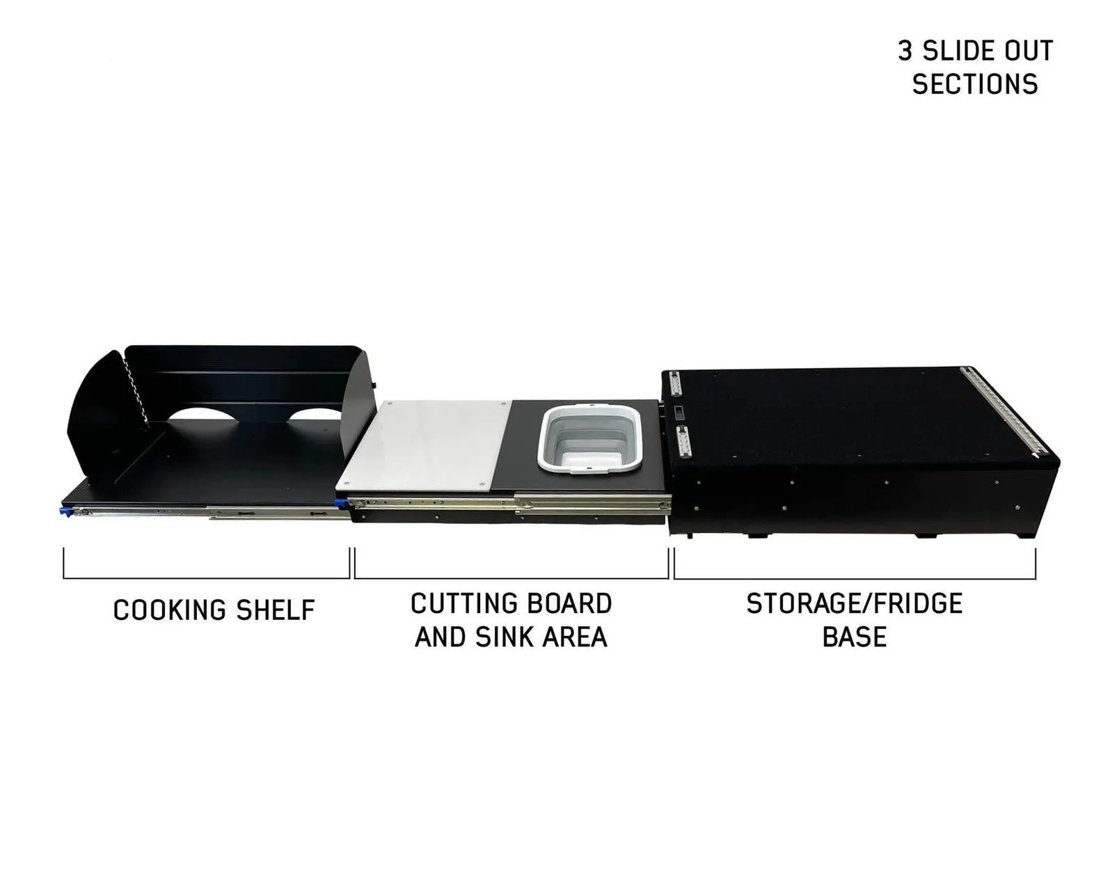 Camp Cargo Box Kitchen With Slide Out Sink, Cooking Shelf And Work Station | OVERLAND VEHICLE SYSTEMS