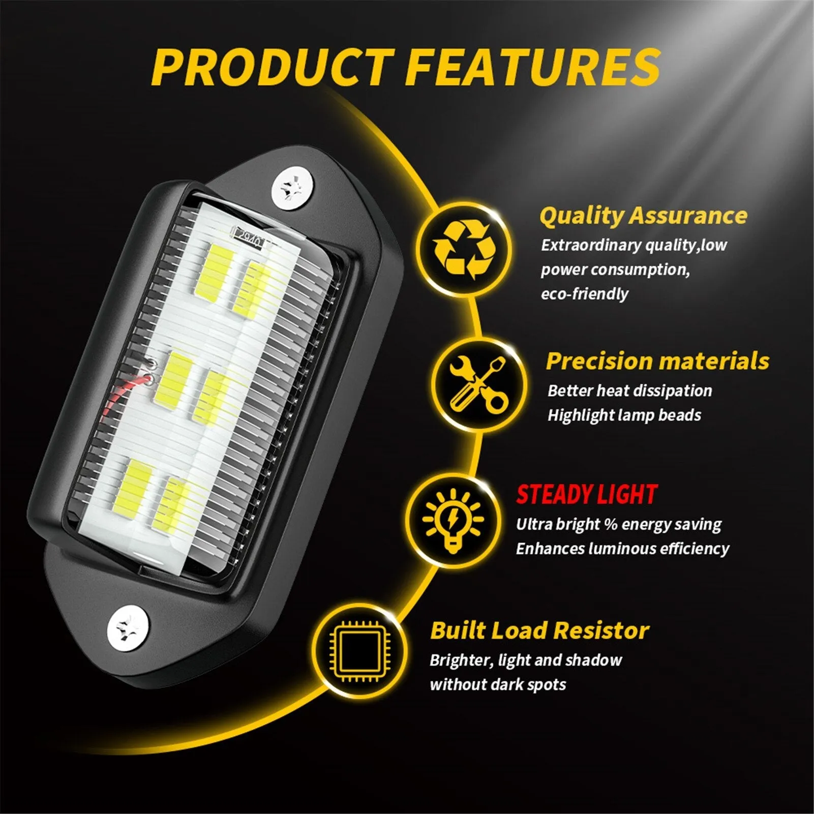 Car LED License Plate Light DC 12V To 24V Waterproof 6 LED License Plate Lamp Taillight Truck SUV Trailer Van RV Boats Accessory