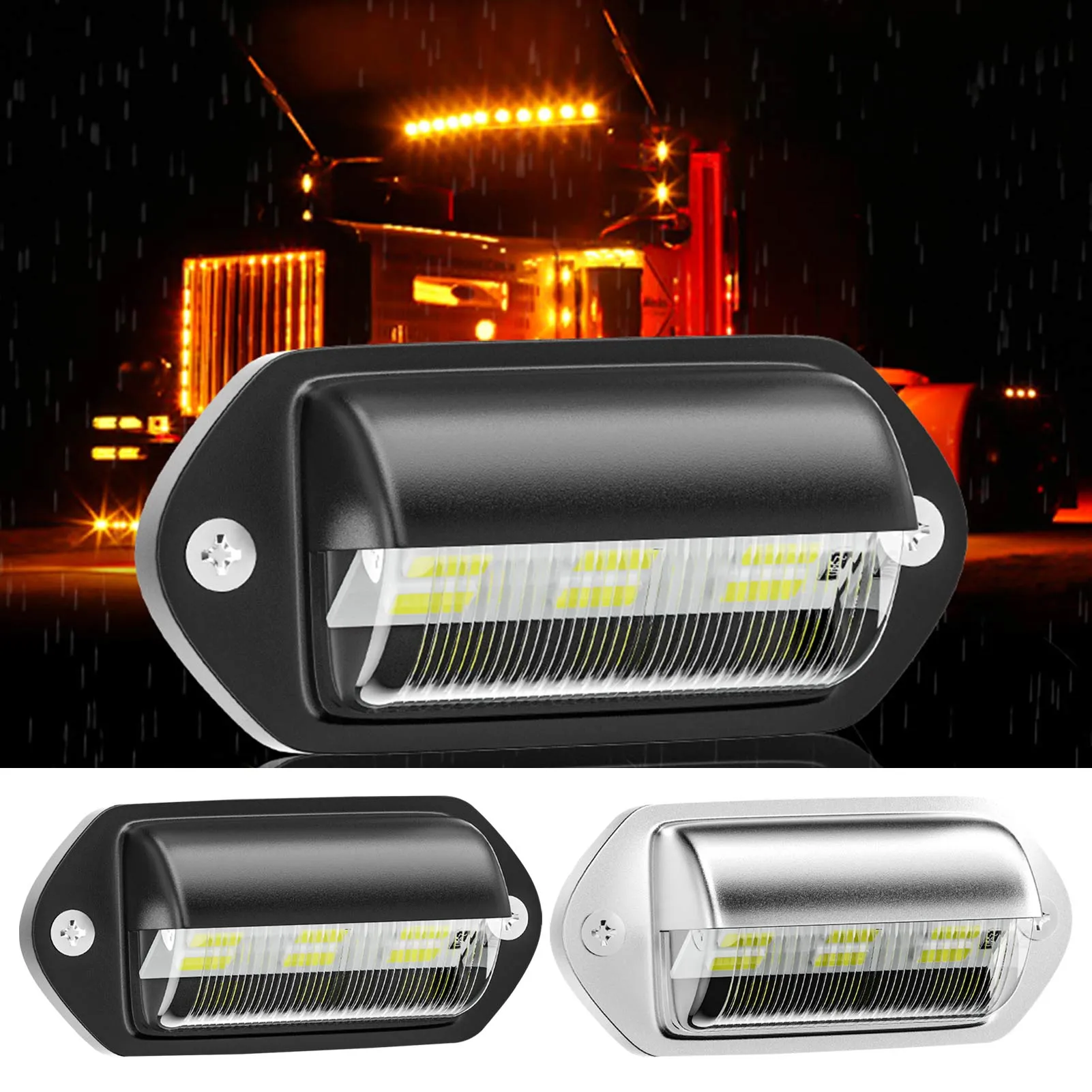 Car LED License Plate Light DC 12V To 24V Waterproof 6 LED License Plate Lamp Taillight Truck SUV Trailer Van RV Boats Accessory