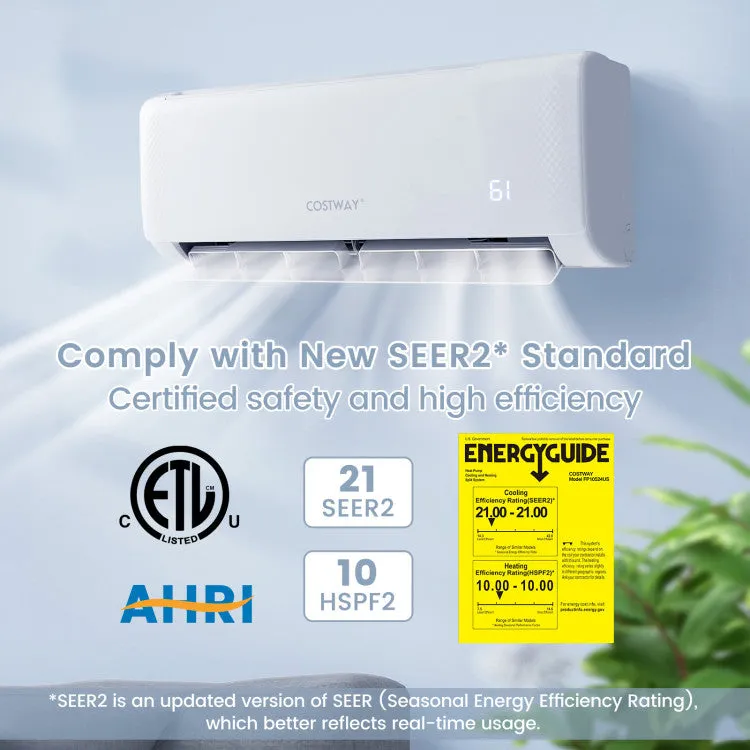 Costway 12000 BTU 21 SEER2 208-230V Ductless Mini Split Air Conditioner and Heater