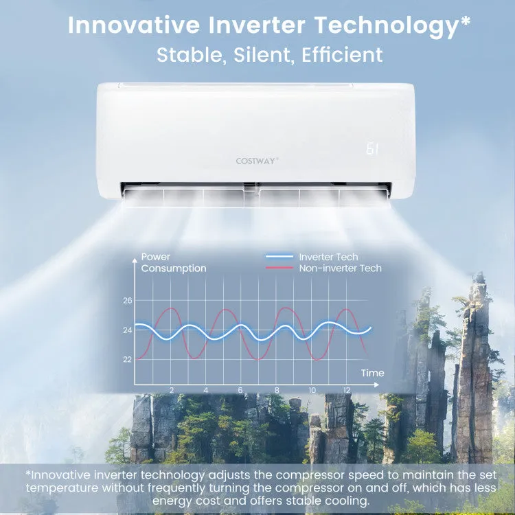Costway 12000 BTU 21 SEER2 208-230V Ductless Mini Split Air Conditioner and Heater