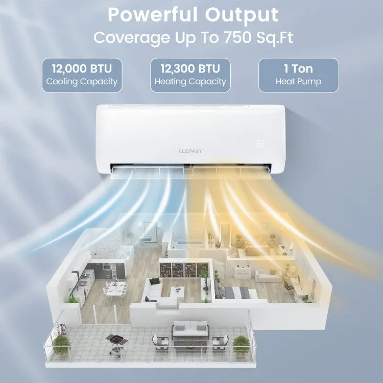 Costway 12000 BTU 21 SEER2 208-230V Ductless Mini Split Air Conditioner and Heater