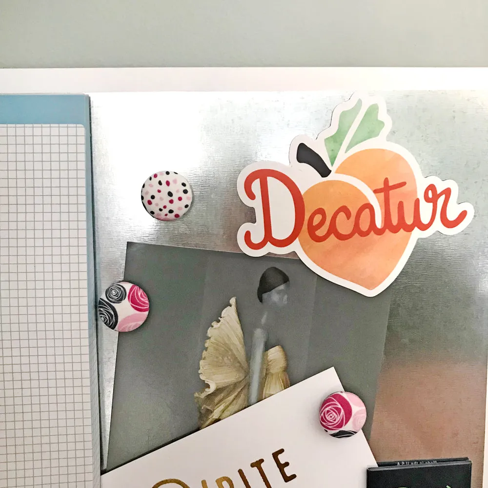 Decatur Peach Vinyl Magnet - Waterproof & Scratch Resistant