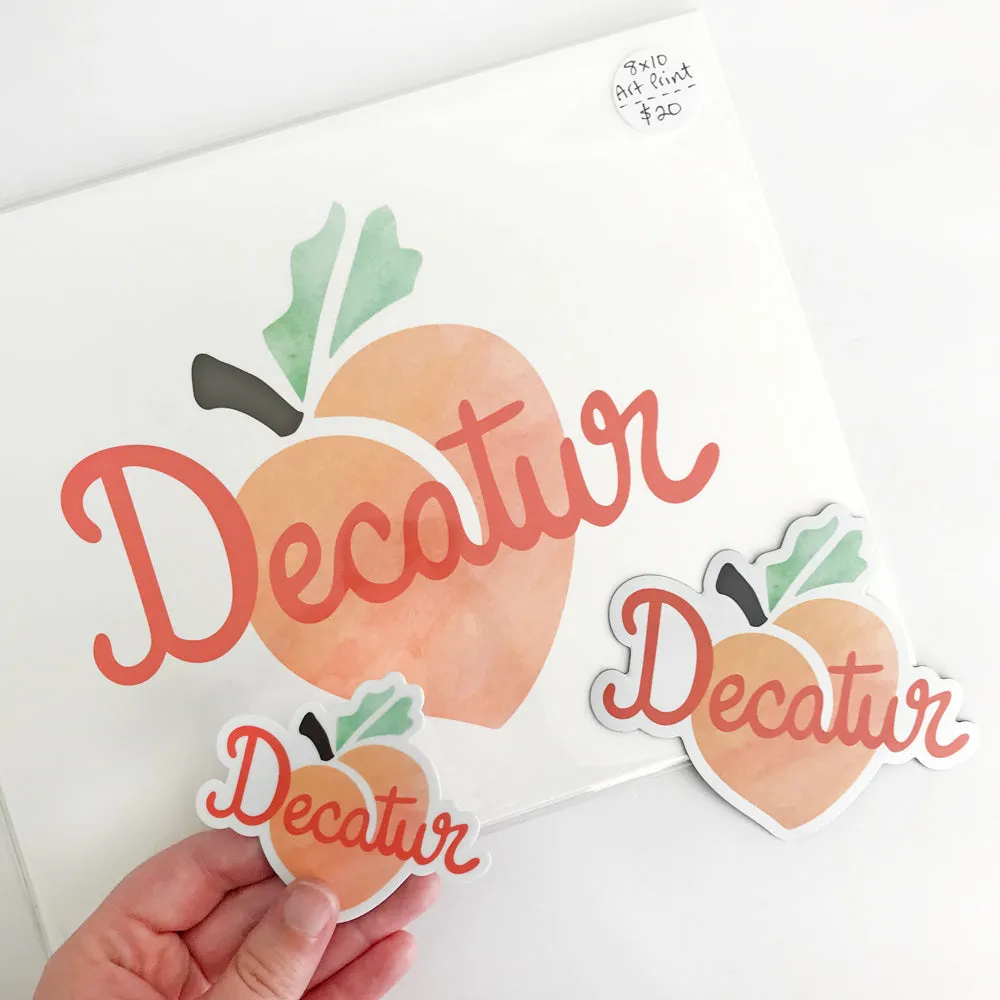 Decatur Peach Vinyl Magnet - Waterproof & Scratch Resistant