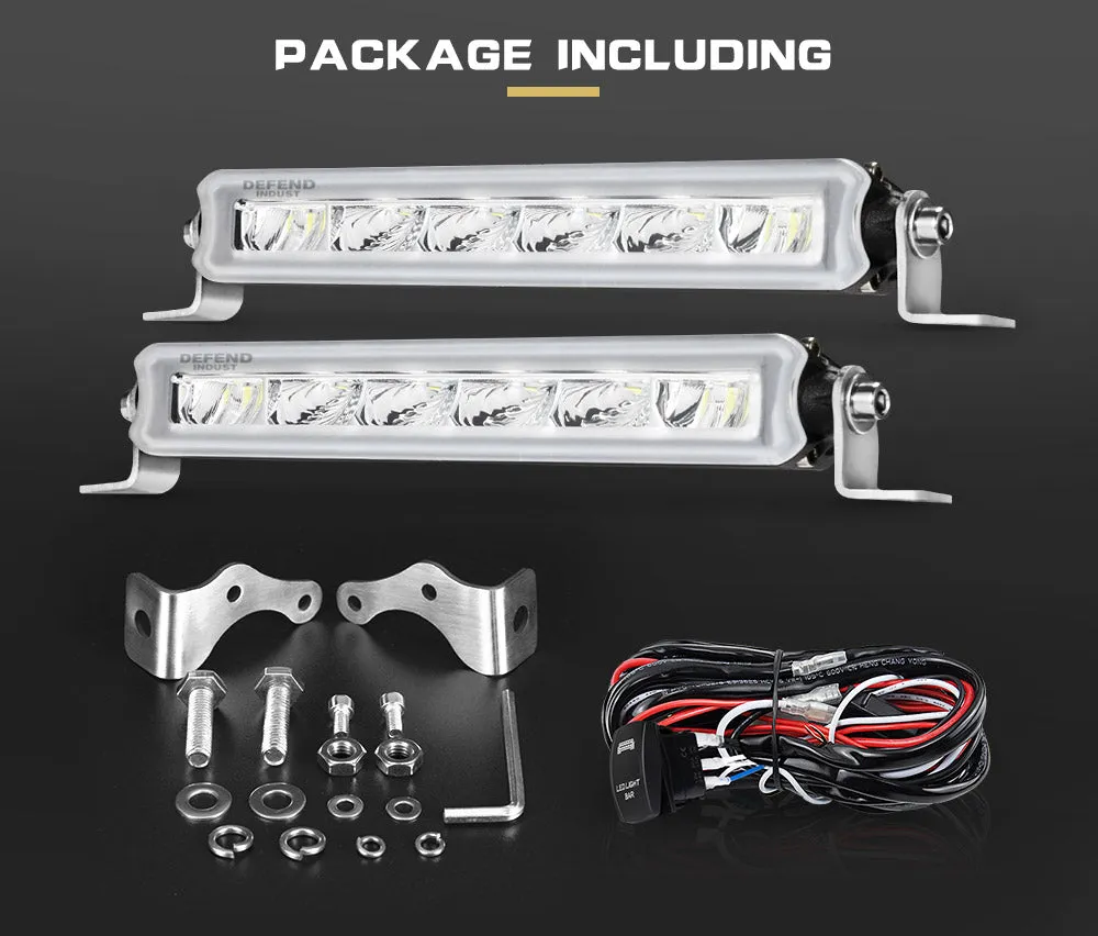 Defend Indust 7inch Led Light Bar 1 Lux @ 150M (Pair） IP67 2,000 Lumens