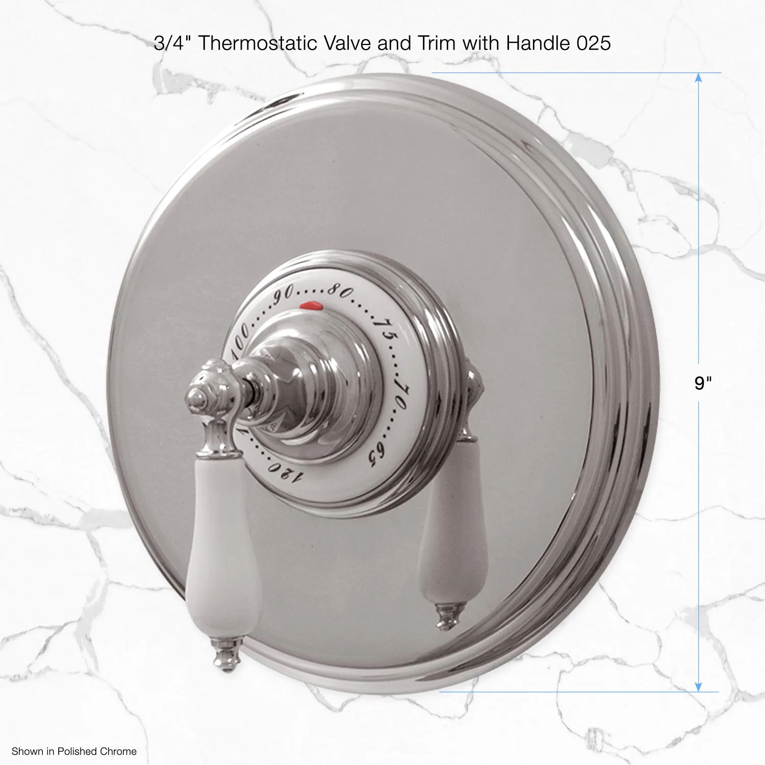 Deluxe 3/4" Concealed Thermostatic Shower System with 8" Rainhead Shower Head and Arched Shower Arm