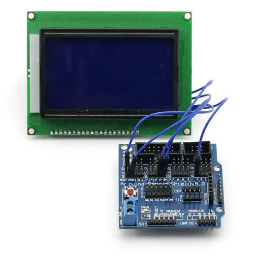 [Discontinued] SainSmart 12864 Graphic Blue LCD   Sensor Shield V5 for Arduino UNO MEGA R3 ATMEL AVR