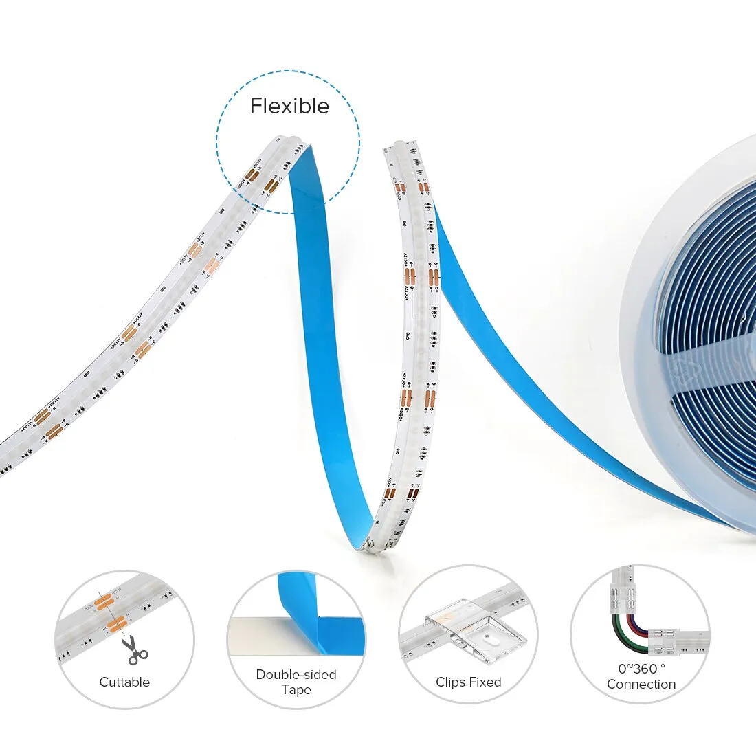 FCOB COB USB RGB LED Light Strip Full Set 576 LEDs DC5V IR38 Keys BT Music APP Flexible Dimmable Linear TV Backlight