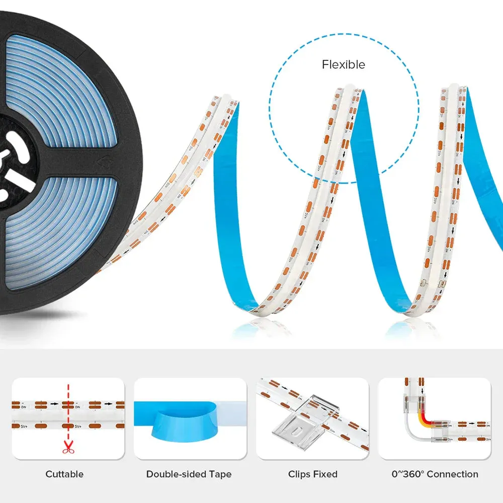 FCOB RGB IC LED Light Strip WS2811 Addressable 180LEDs Smart Pixels Magic Flexible RA90