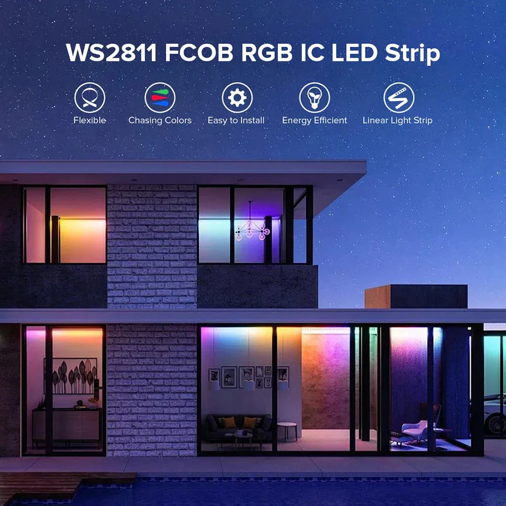 FCOB RGB IC LED Light Strip WS2811 Addressable 180LEDs Smart Pixels Magic Flexible RA90