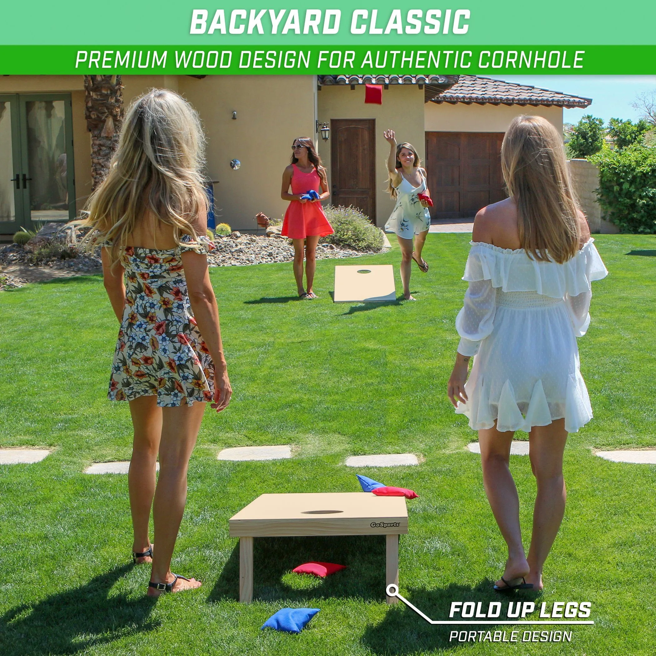 GoSports 4 ft x 2 ft Solid Wood Premium Cornhole Set