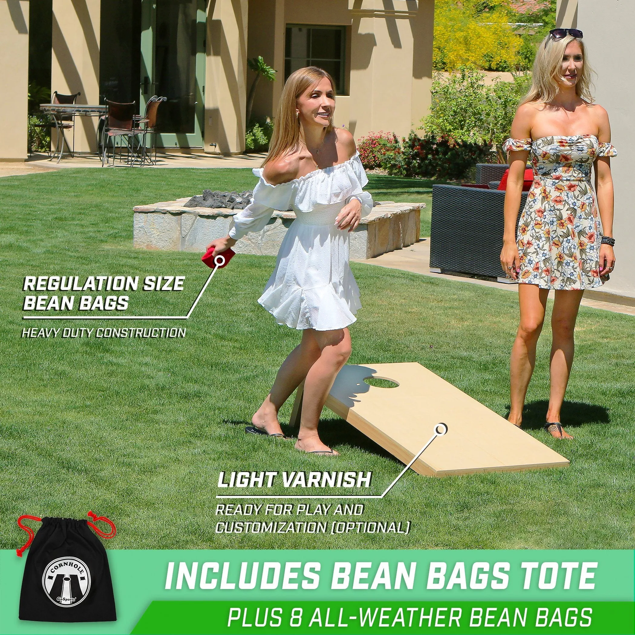 GoSports 4 ft x 2 ft Solid Wood Premium Cornhole Set