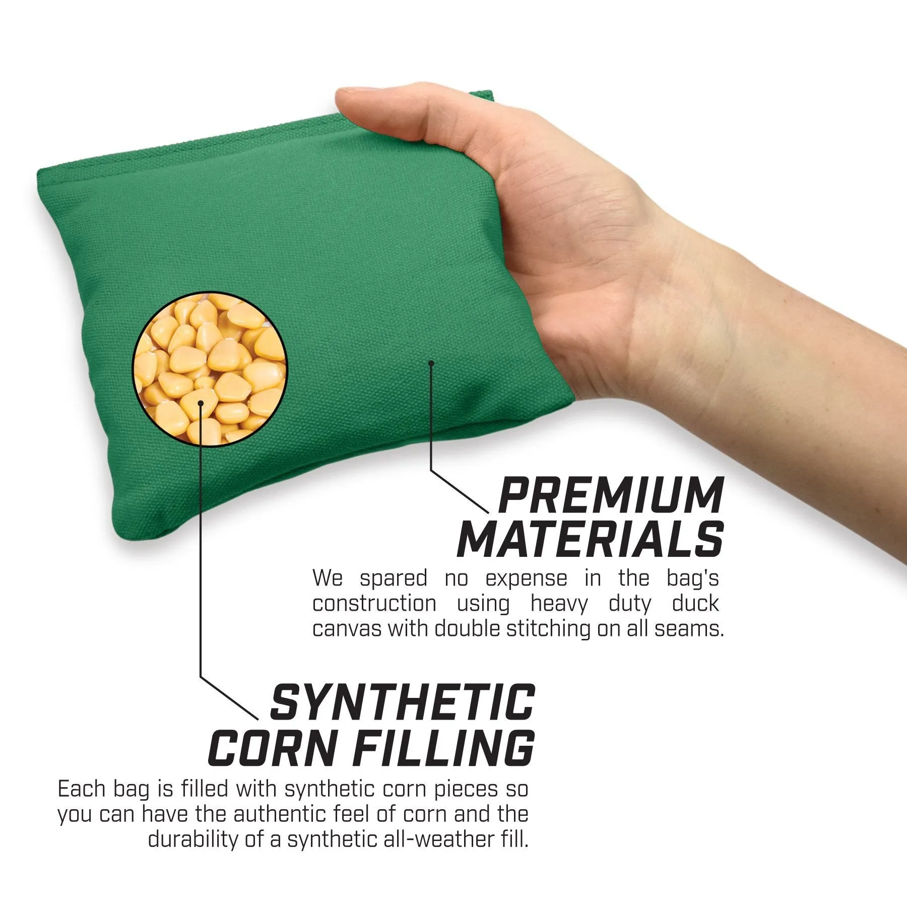 GoSports Official Regulation Bean Bags - Dark Green