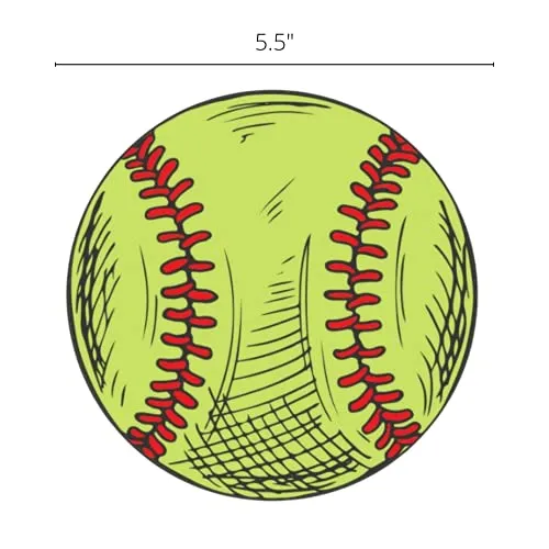 Hand Drawn Softball Car Magnet, Round Magnetic Decal for Lockers, Refrigerators, Cars, and More, Magnets for Teams and Sports Lovers, 5.5 Inches