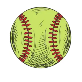 Hand Drawn Softball Car Magnet, Round Magnetic Decal for Lockers, Refrigerators, Cars, and More, Magnets for Teams and Sports Lovers, 5.5 Inches
